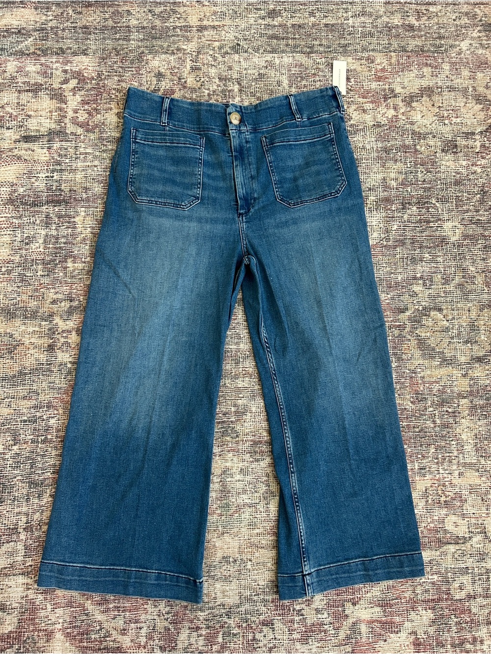 Maeve Blue Wide-Leg Cropped Jeans